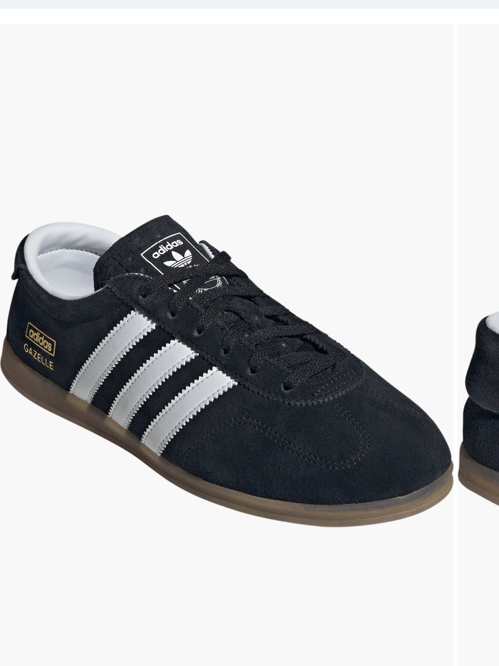 adidas Gazelle Black Suede Sneakers with White Stripes and Gum Sole size 9
